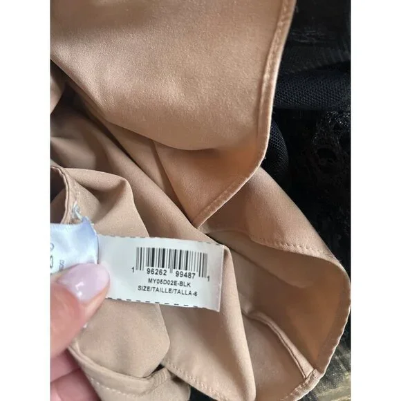 BCBGMAXAZRIA Sequin Lace & Pleated Iba Tulle Black Womens Size 6 - Picture 13 of 15